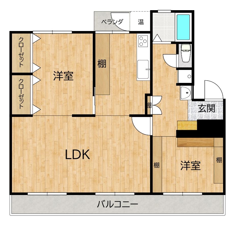 福岡市中央区輝国のマンションの間取り