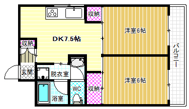 藤井寺市小山のマンションの間取り