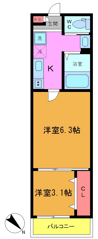 船橋市宮本のアパートの間取り