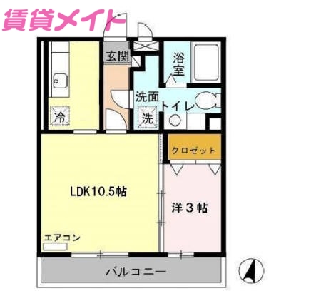 松阪市嬉野中川新町のアパートの間取り