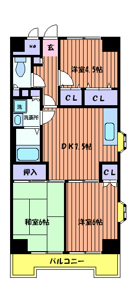 立川市曙町のマンションの間取り