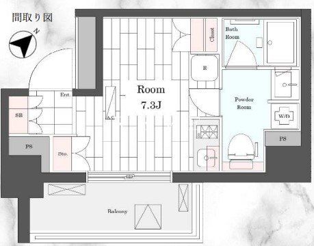 新宿区市谷田町のマンションの間取り