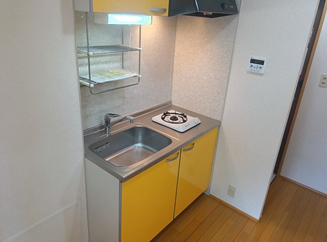 キッチン　1口ガスコンロ付　天板利用でワイド調理スペース