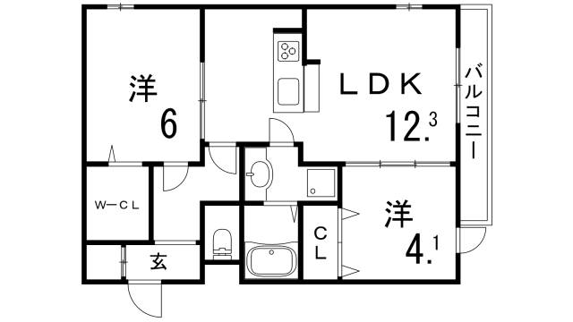 D-room灘北通の間取り写真