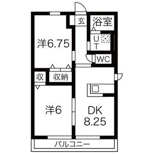 ＪＲ両毛線 国定駅 徒歩25分 2階建 築23年の間取り写真