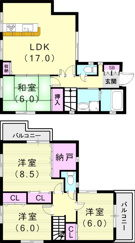 上ヶ原十番町戸建貸家の間取り写真