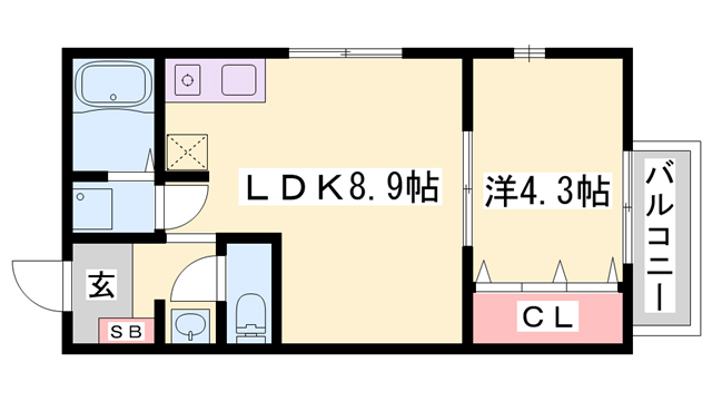 明石市西新町のアパートの間取り