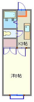 仙台市若林区南小泉のアパートの間取り