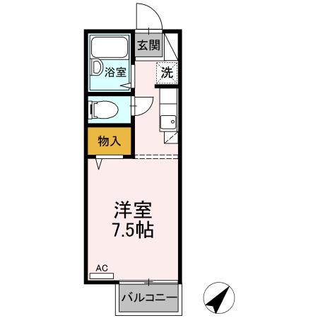 尾道市栗原町のアパートの間取り