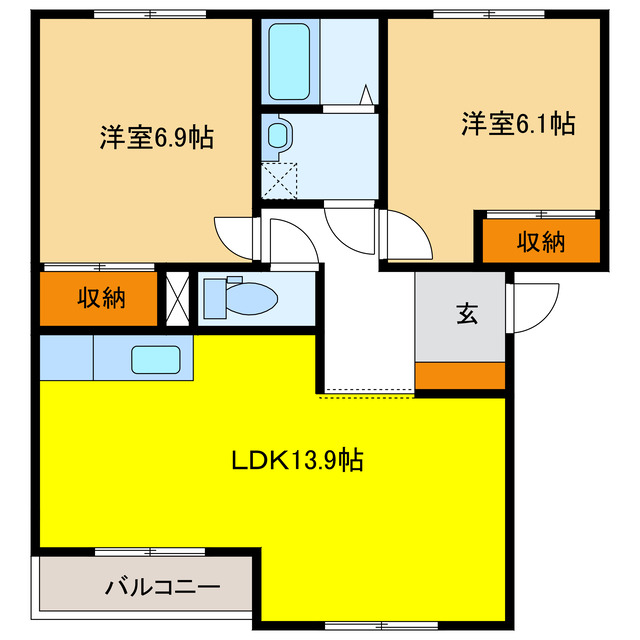 羽島郡笠松町長池のアパートの間取り