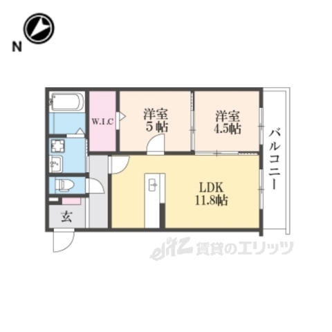 栗東市坊袋のマンションの間取り