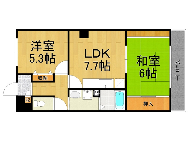 【西宮市門戸岡田町のマンションの間取り】