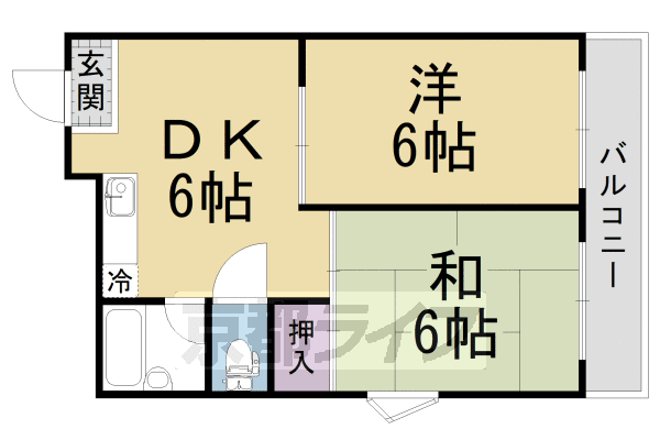 京都市伏見区竹田東小屋ノ内町のマンションの間取り