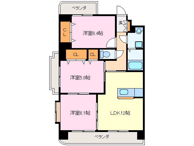 【伊勢市御薗町上條のマンションの間取り】