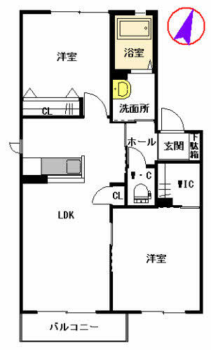 菊池郡菊陽町大字津久礼のアパートの間取り