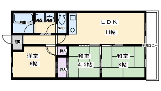 京都市南区唐橋琵琶町のマンションの間取り