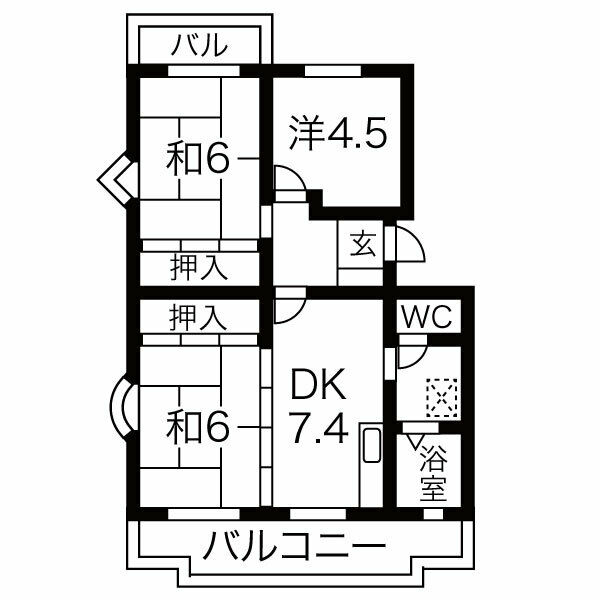 小牧市間々本町のマンションの間取り