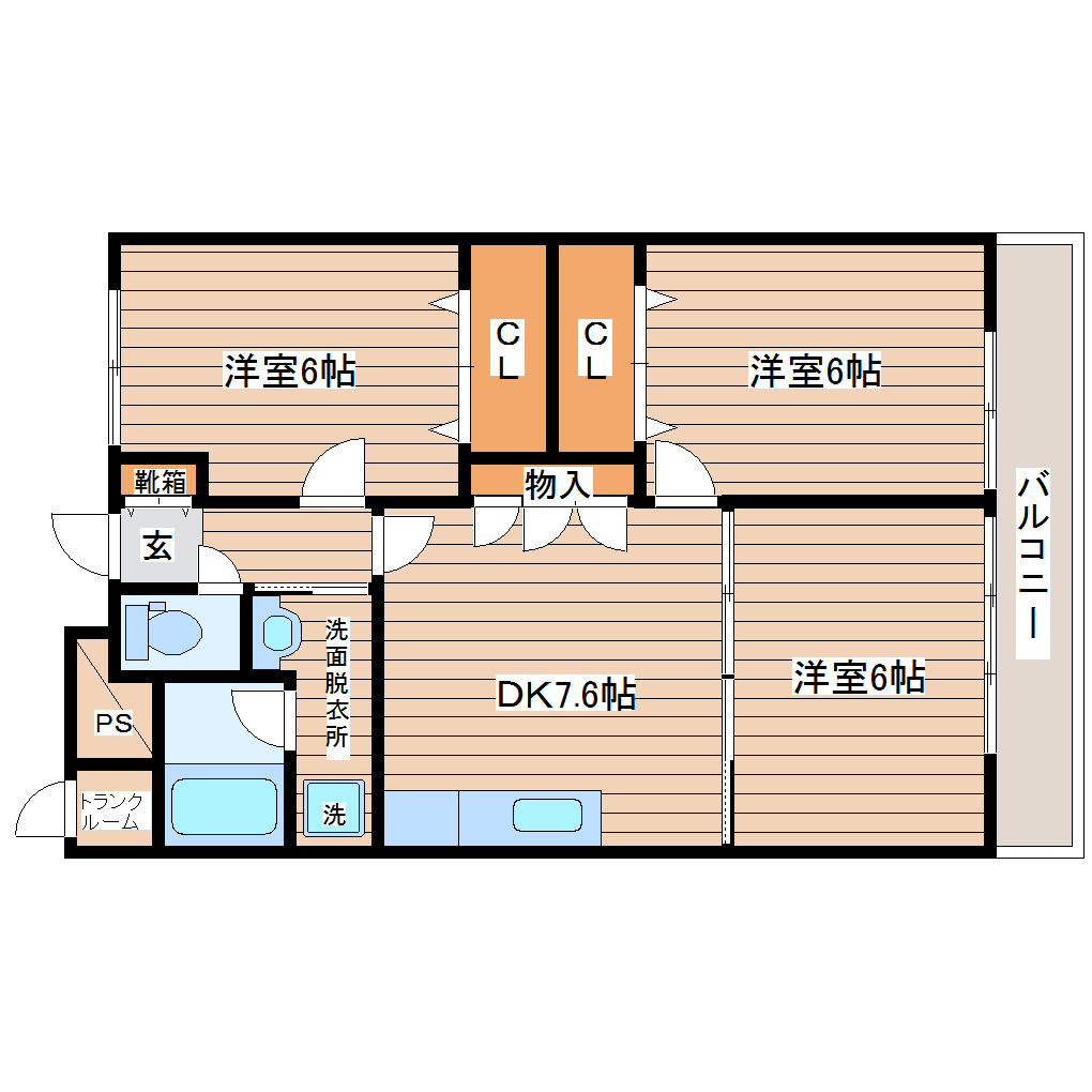 クレージュ新田東の間取り