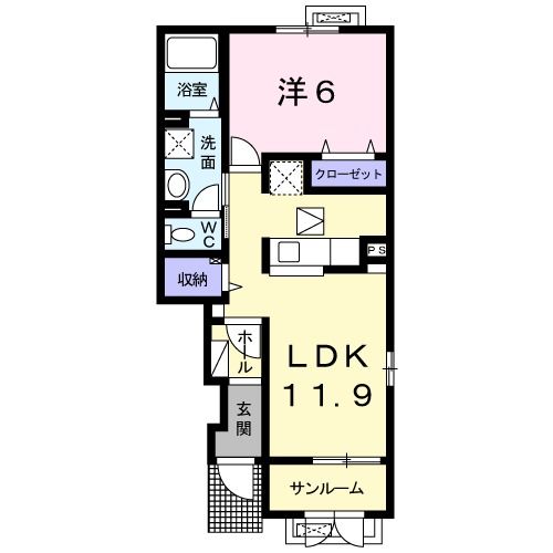 加賀市山代温泉のアパートの間取り