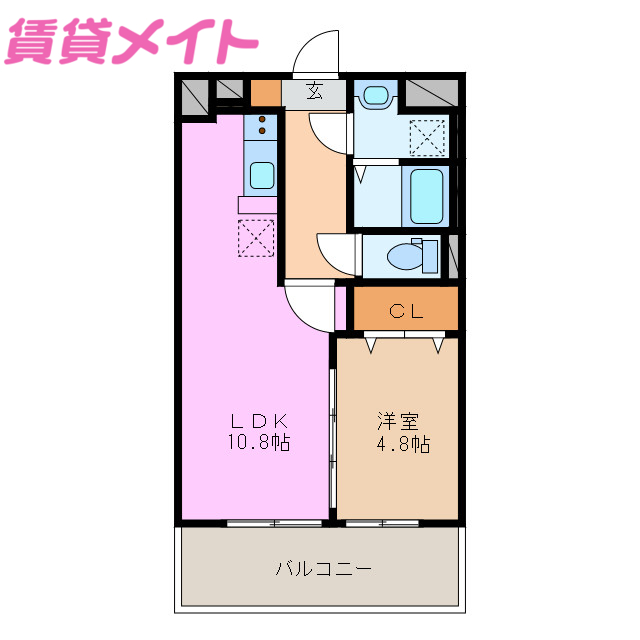 津市栗真中山町のマンションの間取り