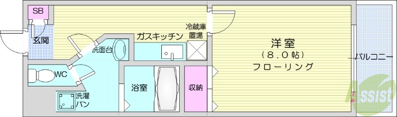 仙台市青葉区落合のマンションの間取り