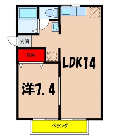 駒ヶ根市赤穂のアパートの間取り