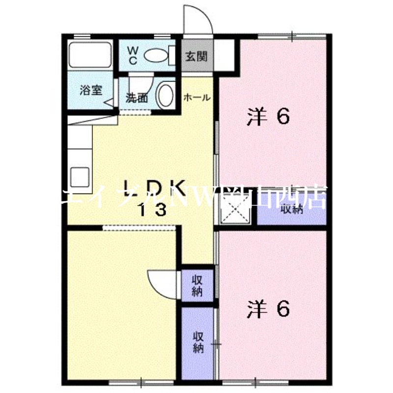 岡山市北区白石東新町のアパートの間取り