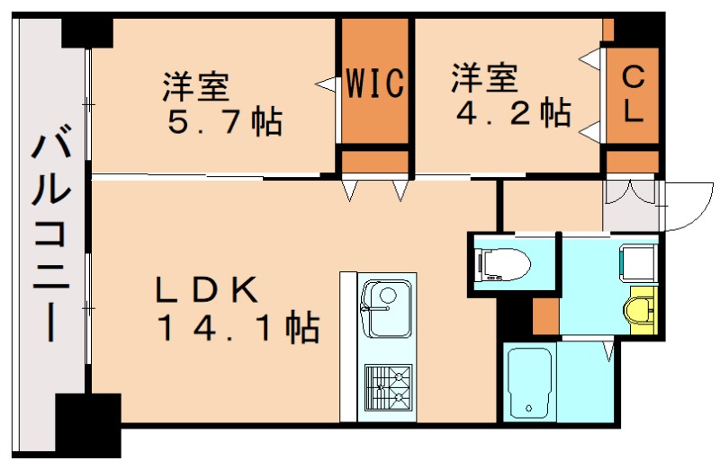 【北九州市八幡西区熊手のマンションの間取り】