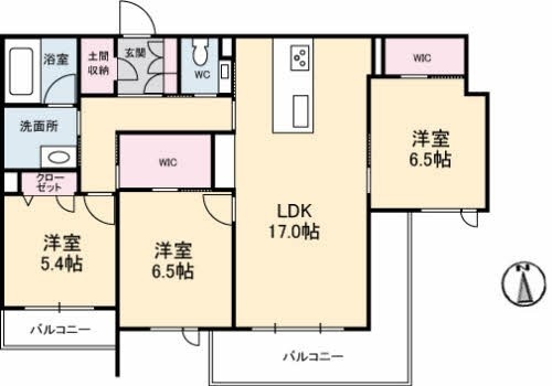 徳島市南田宮のマンションの間取り