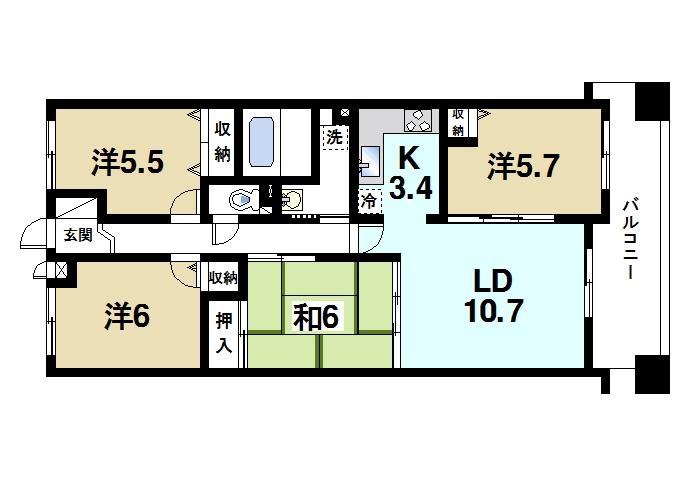 木津川市木津のマンションの間取り