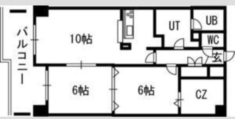 札幌市東区北三十九条東のマンションの間取り