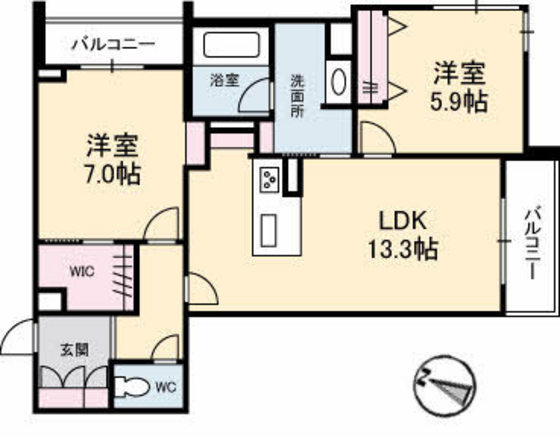 廿日市市桜尾のマンションの間取り