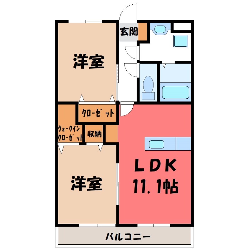 宇都宮市上戸祭町のマンションの間取り