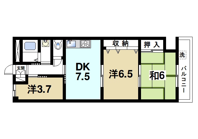 奈良市横井のマンションの間取り