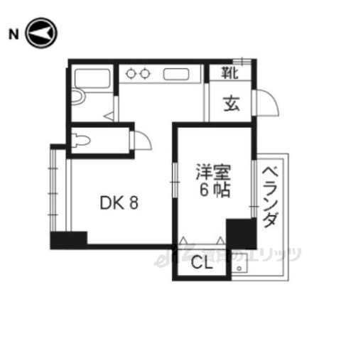 京都市左京区岩倉中大鷺町のマンションの間取り