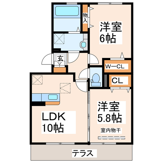 菊池郡菊陽町大字津久礼のアパートの間取り