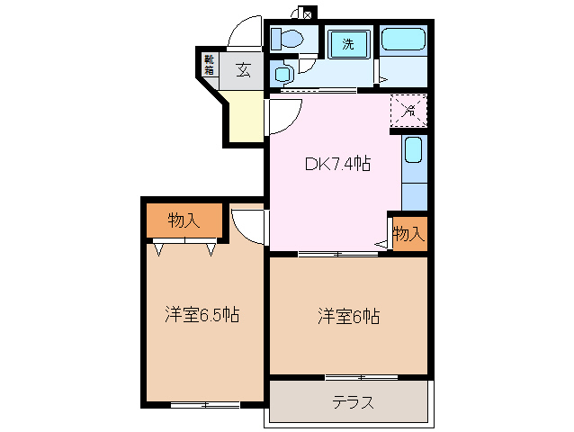 度会郡玉城町妙法寺のアパートの間取り