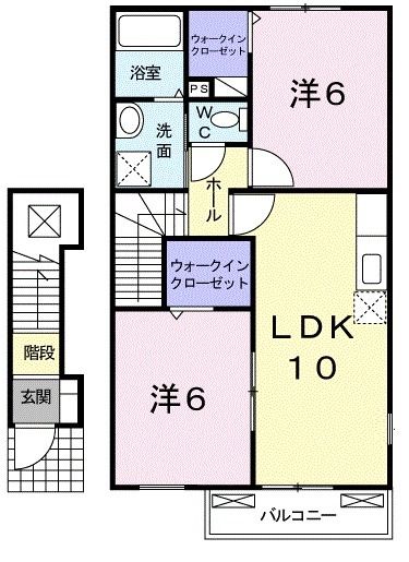 【岡山市北区門前のアパートの間取り】