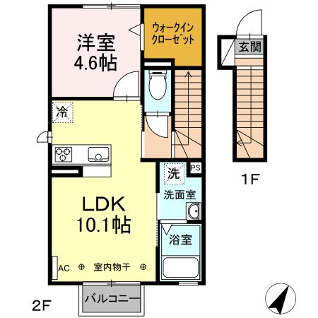 四日市市垂坂町のアパートの間取り