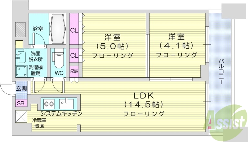 パークアクシス札幌植物園前の間取り