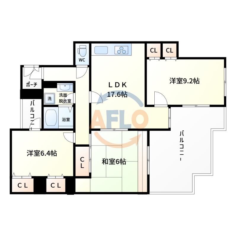 【大阪市東住吉区南田辺のマンションの間取り】