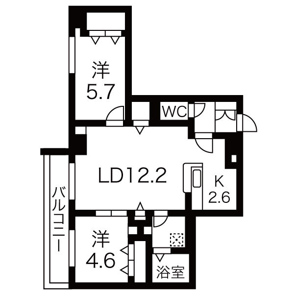 札幌市西区宮の沢三条のマンションの間取り