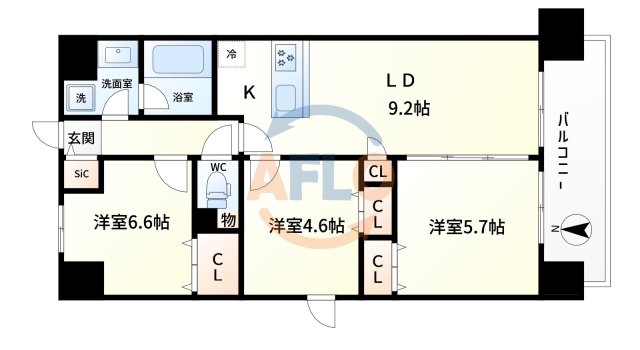 大阪市淀川区木川西のマンションの間取り