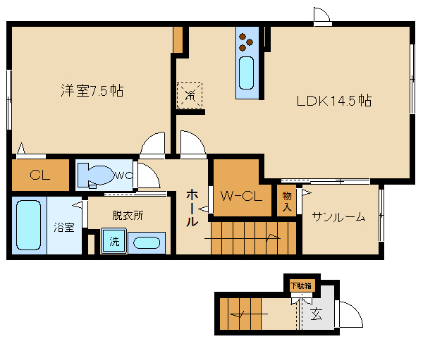 羽曳野市南恵我之荘のアパートの間取り