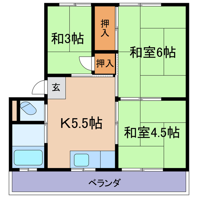 倉敷市玉島長尾のマンションの間取り