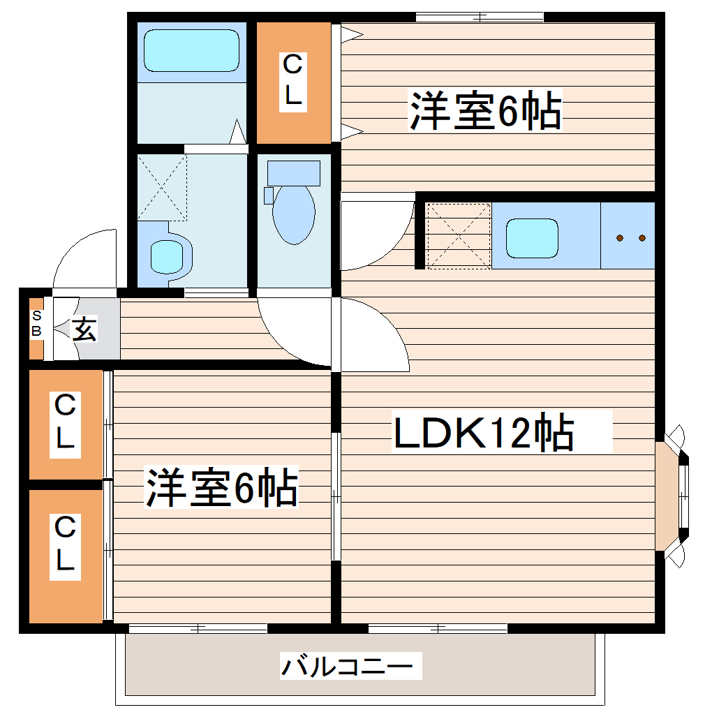 仙台市泉区八乙女のアパートの間取り