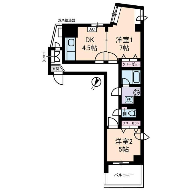 世田谷区駒沢のマンションの間取り