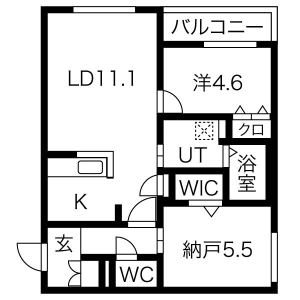 アルファスクエア北12東2の間取り