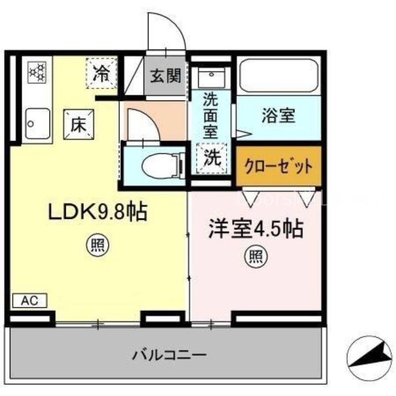 岡山市北区東古松のアパートの間取り