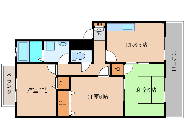 葛城市八川のアパートの間取り